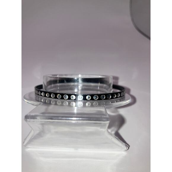 Black Silver Round with Pin Hole Punk Rock 2.75" Bangle Bracelet! - Picture 5 of 5